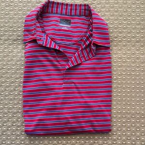 Greg Norman Collection Red and Blue Striped Polo